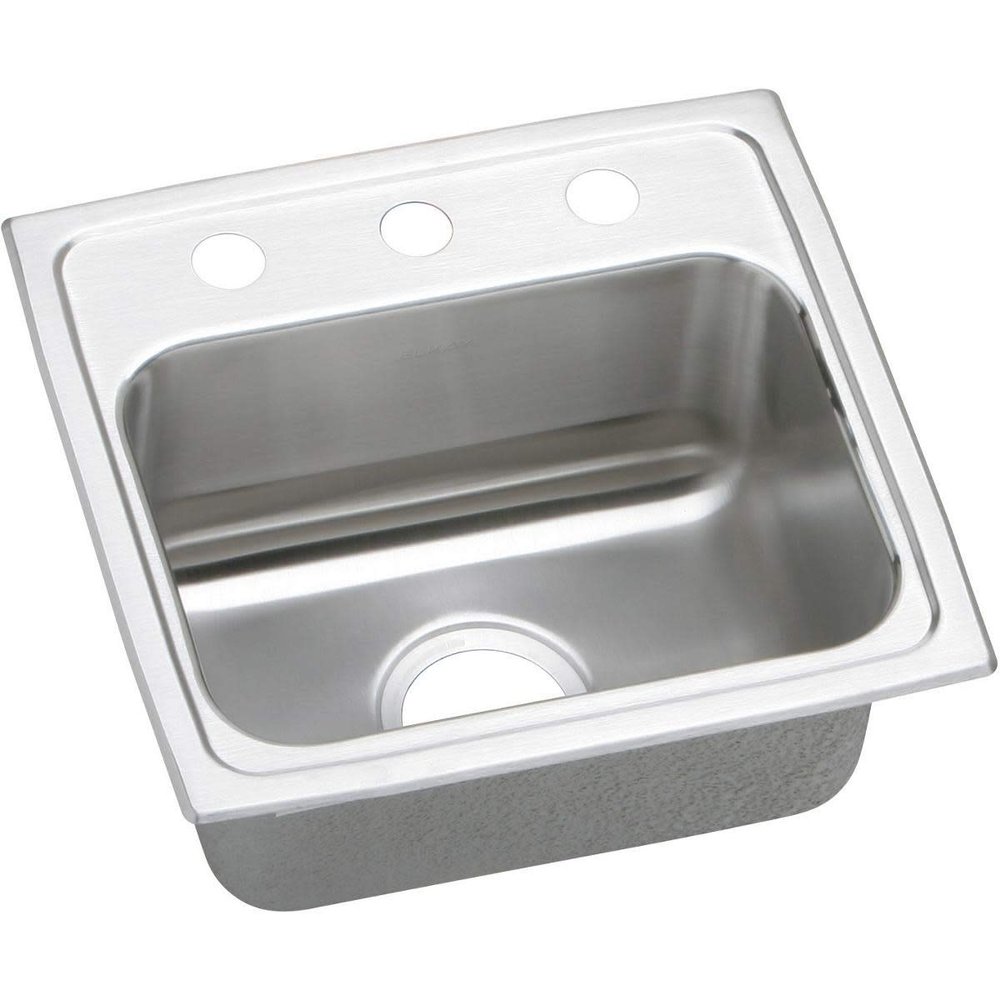 Elkay LRADQ1716503 18 Gauge Stainless Steel 17" x 16" x 5" Single Bowl Top Mount Kitchen Sink 3 Hole