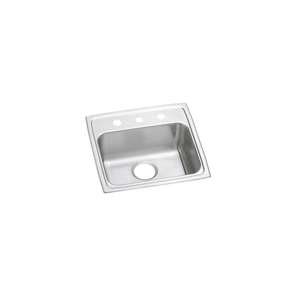 Elkay LRADQ1919403 18 Gauge 19.5" x 19" x 4" Single Bowl Top Mount Kitchen Sink 3 Hole, Stainless Steel