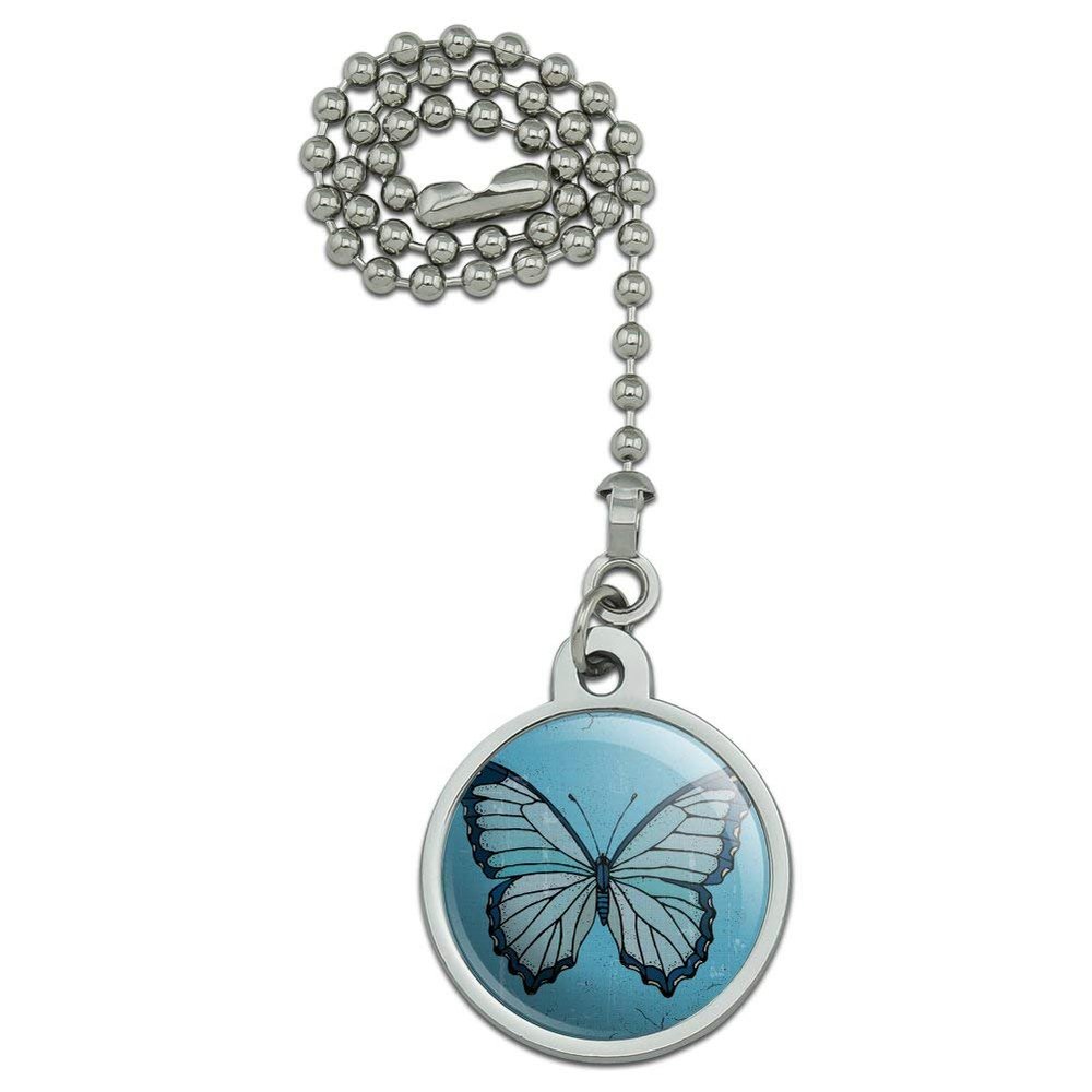 GRAPHICS & MORE Butterfly Artsy Blue Ceiling Fan and Light Pull Chain
