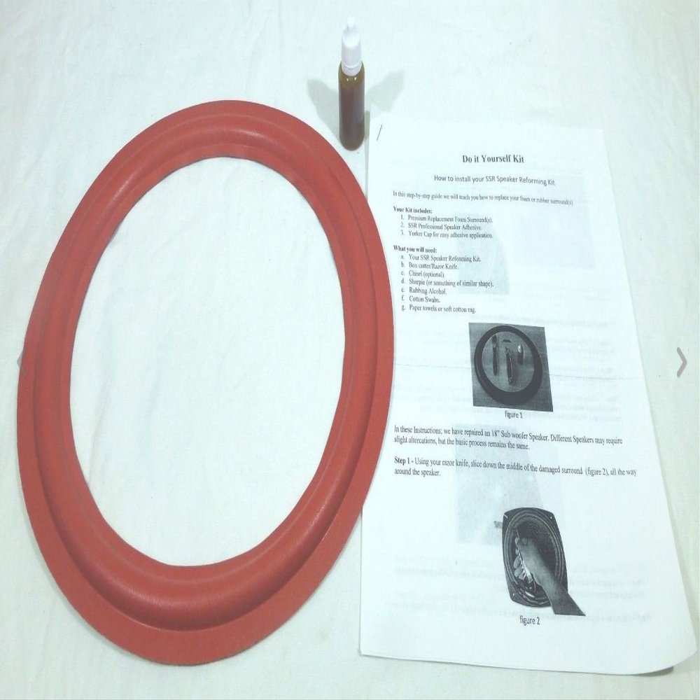 (2) Two New 12" Speaker Foam Surrounds(Cerwin Vega Red) with Instructions & Glue.