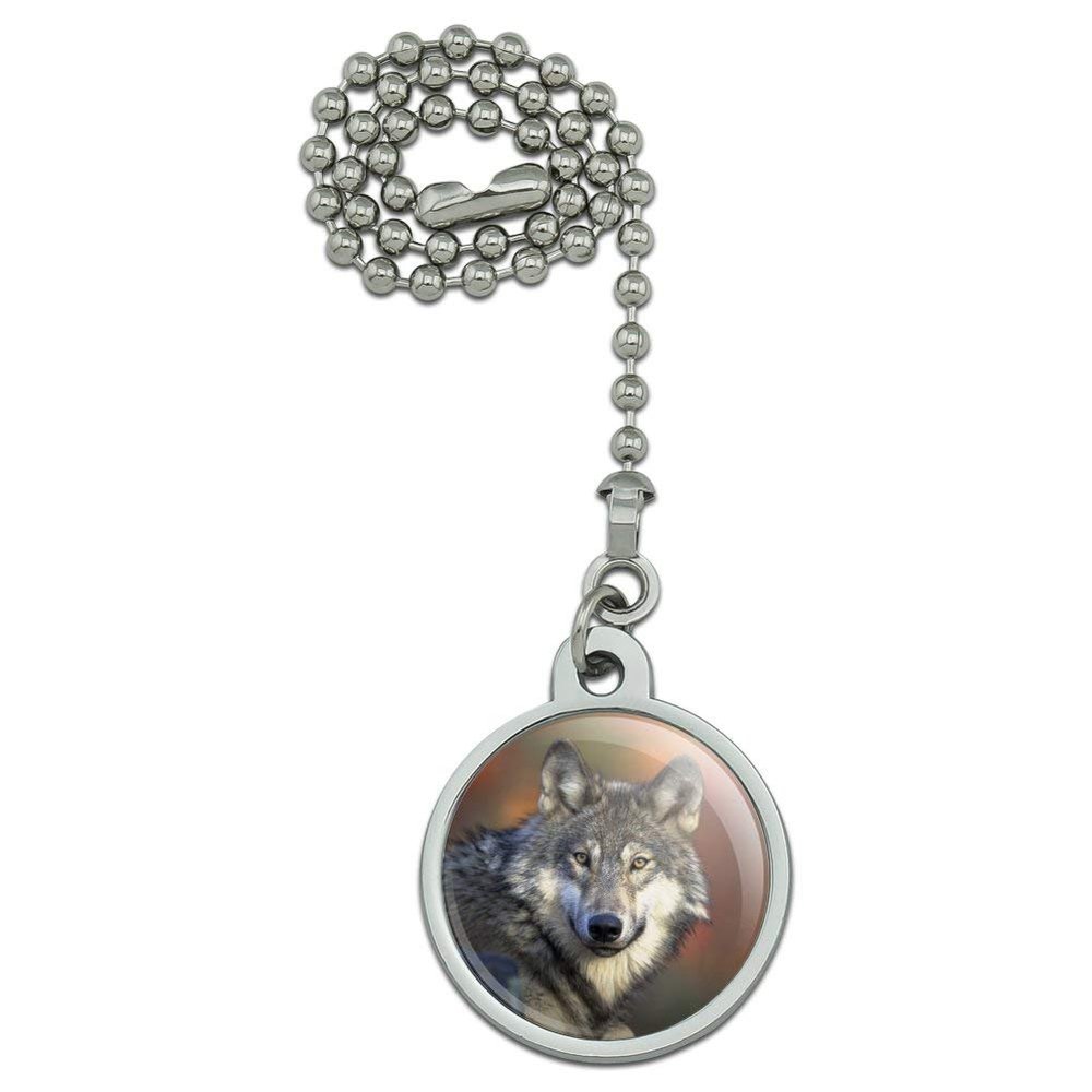 GRAPHICS & MORE Gray Wolf with Fall Background Ceiling Fan and Light Pull Chain