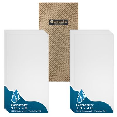 Genesis 2ft x 4ft Smooth Pro White PVC Ceiling Tiles (10 Tiles)
