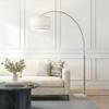 Brightech Mason Arc Floor Lamp - Modern Corner Standing Lamp with Unique Hanging Drum Lamp Shade for Living Room - Bright Overhead, Curved Hanging Light for Bedroom. Library, Den - Nickel view 1