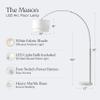 Brightech Mason Arc Floor Lamp - Modern Corner Standing Lamp with Unique Hanging Drum Lamp Shade for Living Room - Bright Overhead, Curved Hanging Light for Bedroom. Library, Den - Nickel view 3