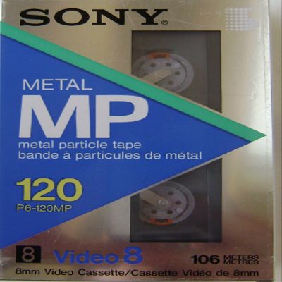 Sony 120 Metal MP 8mm Video Cassette Tape - Grey, 60 Minutes, 3.5 IPS, 3600 Bytes