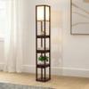 Brightech Maxwell Drawer Edition - Modern Shelf Floor Lamp with Drawer - Corner Display Floor Lamps with Shelves for Living Room, Bedroom and Office - Havana Brown view 1