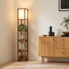 Brightech Maxwell Drawer Edition - Modern Shelf Floor Lamp with Drawer - Corner Display Floor Lamps with Shelves for Living Room, Bedroom and Office - Havana Brown view 3