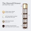 Brightech Maxwell Drawer Edition - Modern Shelf Floor Lamp with Drawer - Corner Display Floor Lamps with Shelves for Living Room, Bedroom and Office - Havana Brown view 4