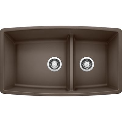 BLANCO, Caf Brown 441313 PERFORMA SILGRANIT 60/40 Double Bowl Undermount Kitchen Sink with Low Divide, 16.00 x 26.00 x 39.00 inches