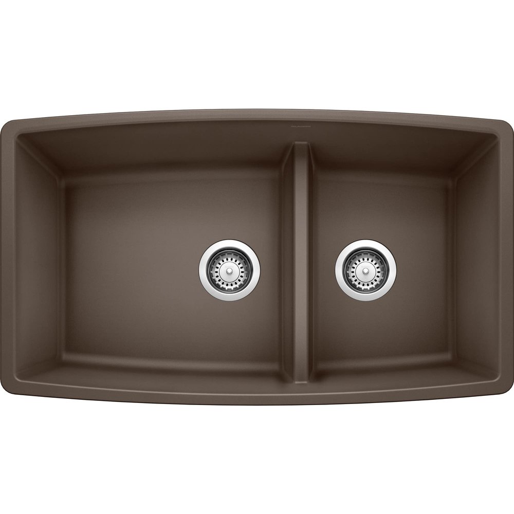 BLANCO, Caf Brown 441313 PERFORMA SILGRANIT 60/40 Double Bowl Undermount Kitchen Sink with Low Divide, 16.00 x 26.00 x 39.00 inches