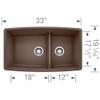 BLANCO, Caf Brown 441313 PERFORMA SILGRANIT 60/40 Double Bowl Undermount Kitchen Sink with Low Divide, 16.00 x 26.00 x 39.00 inches view 2