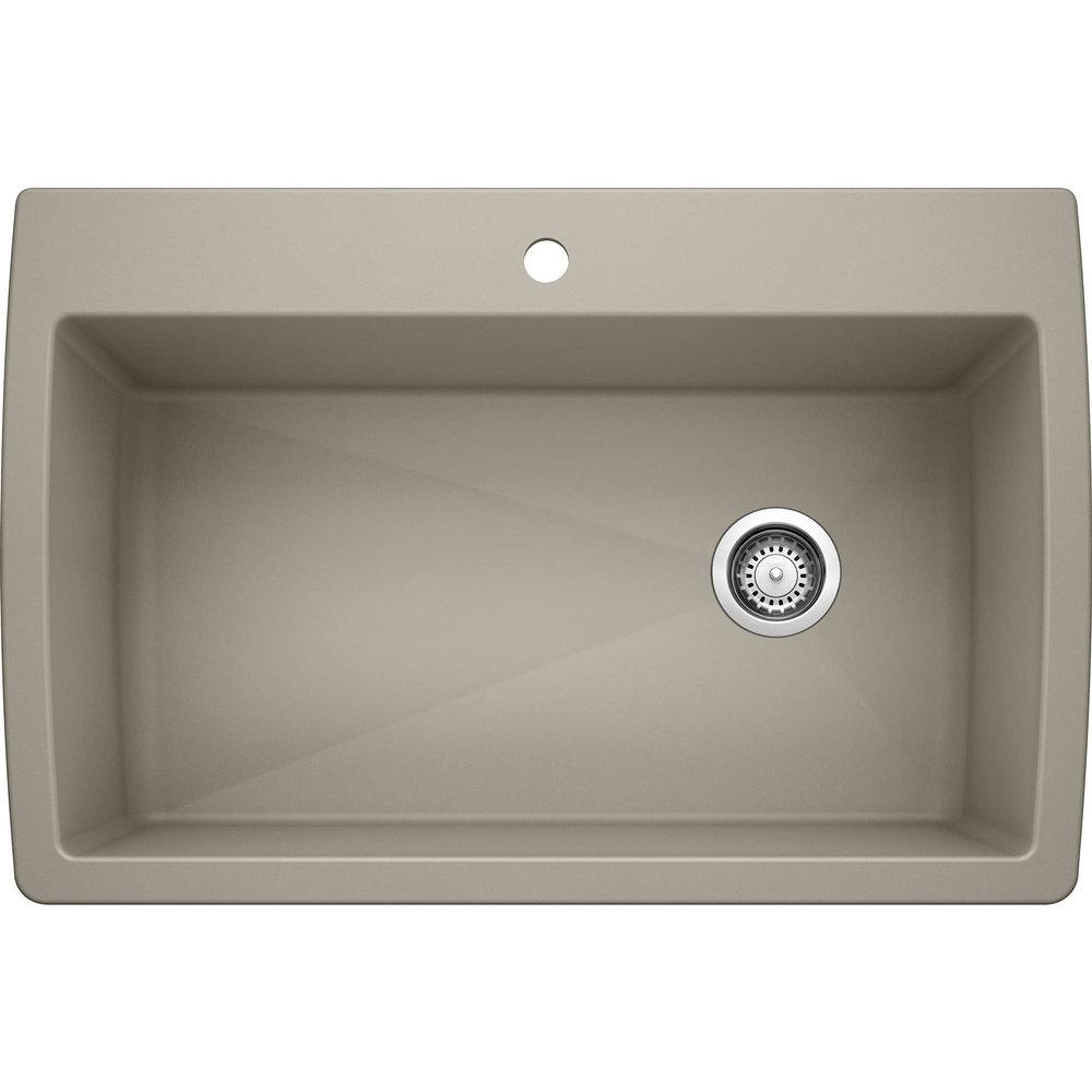 BLANCO 441287 Diamond SILGRANIT 33.5" Super Single Dual Mount Kitchen Sink, Truffle