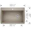 BLANCO 441287 Diamond SILGRANIT 33.5" Super Single Dual Mount Kitchen Sink, Truffle view 2