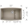 BLANCO, Truffle 441291 PERFORMA CASCADE SILGRANIT Undermount Kitchen Sink with Colander view 3