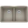 BLANCO 441286 Diamond Silgranit 50/50 Double Bowl Undermount Kitchen Sink, 32", Truffle view 1