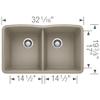BLANCO 441286 Diamond Silgranit 50/50 Double Bowl Undermount Kitchen Sink, 32", Truffle view 2