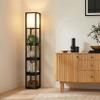 Brightech Maxwell Drawer Edition - Modern Shelf Floor Lamp with Drawer - Corner Display Floor Lamps with Shelves for Living Room, Bedroom and Office - Black view 3