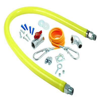 T&S Brass HG-2D-48K Gas Hose with Free Spin Fittings, 3/4-Inch Npt, 48-Inch Long and Includes Installation Kit
