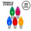 Novelty Lights 25 Pack C9 Twinkle Outdoor Christmas Replacement Bulbs, Multi, E17/C9 Intermediate Base, 7 Watt view 2