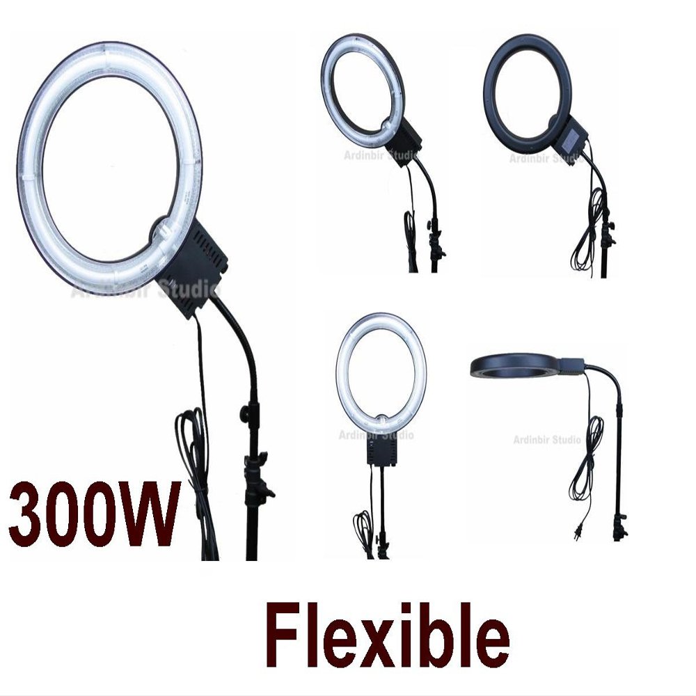 Ardinbir Photography Studio 300W 5400K Fluorescent Ring Lamp Light with Flexible Arm for Studio Lighting, Video Taking or Portrait