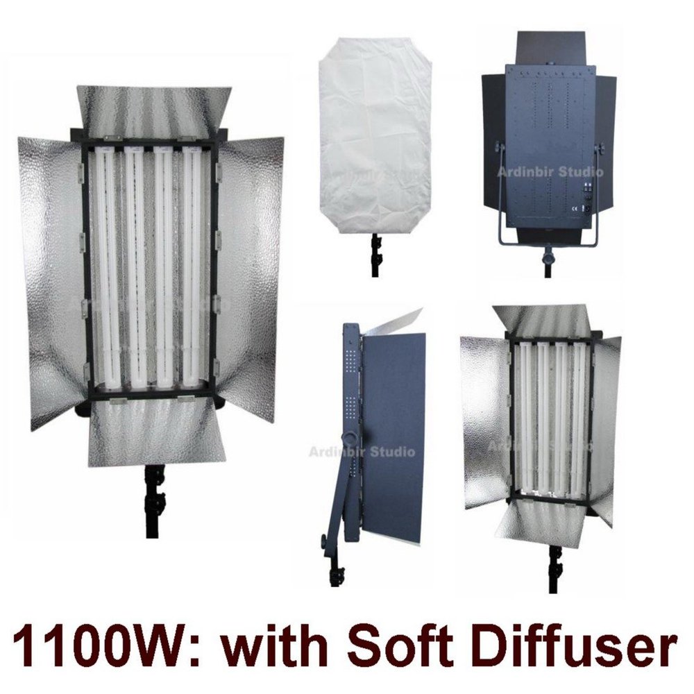 Ardinbir Studio 4-Bank 1100W Studio Video Fluorescent Light Panel with White Diffuser