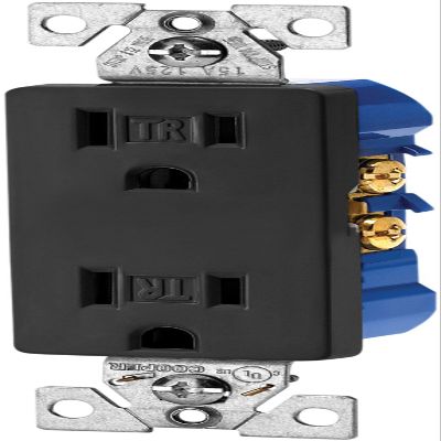 Eaton TR1107-9BK Tamper Resistant Decorator Duplex Receptacle, Black