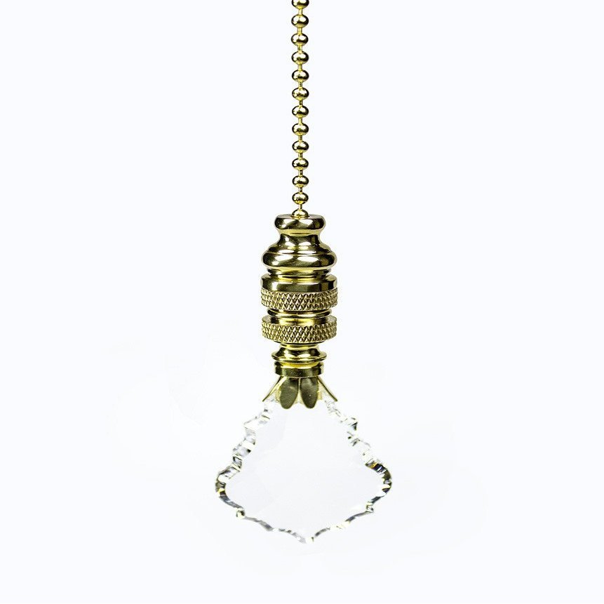 Crystal Gothic Cross Ceiling Fan Pull, 2.75"h with 12" Polished Brass Chain