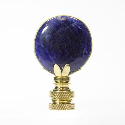 Navy Oval Lapis Lamp Finial Polished Base 2.5"h