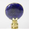 Navy Oval Lapis Lamp Finial Polished Base 2.5"h view 2