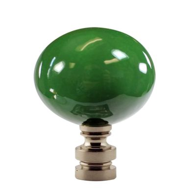 Ceramic 40mm Hunter Green Ball Nickel Base Lamp Finial 2.25" h