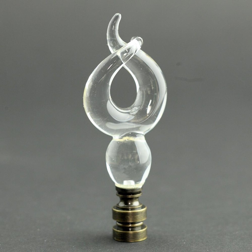 Glass Spiral Antique Base Lamp Finial 4" h