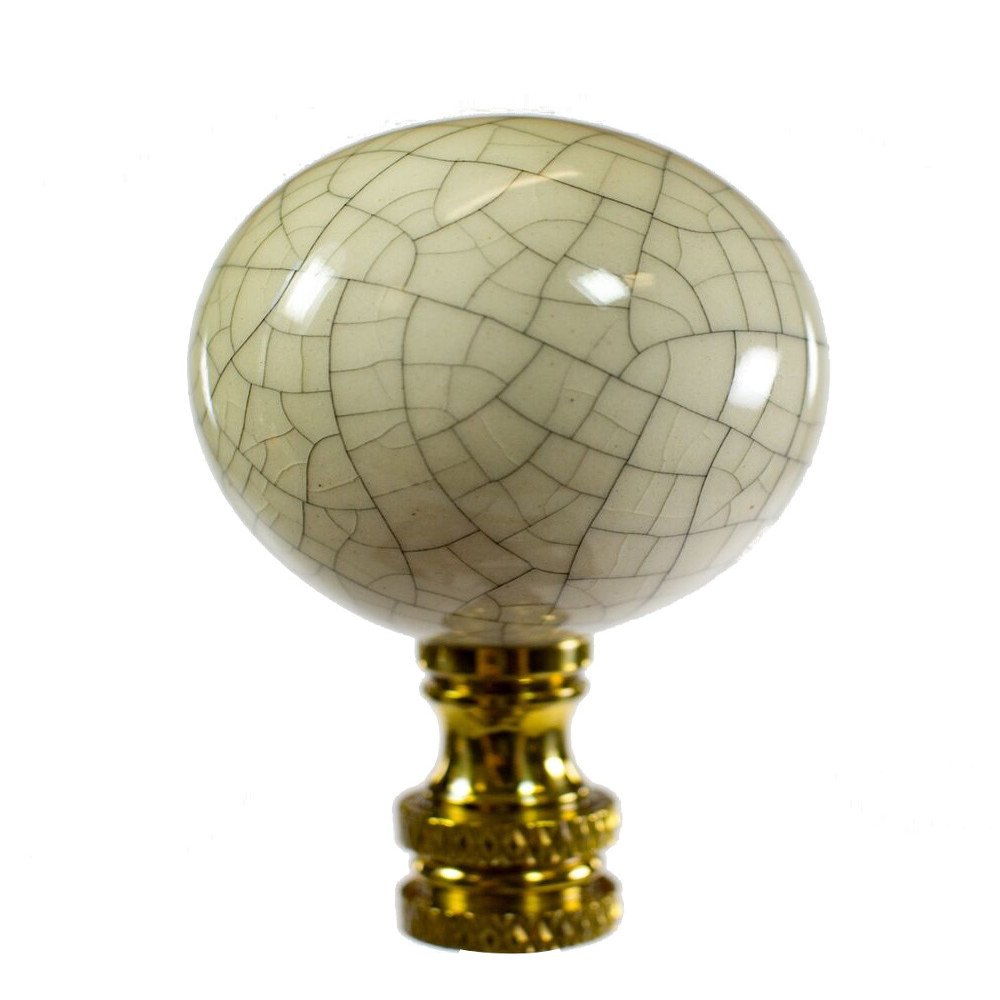 Crackle Ceramic Ball Lamp Finial Eggshell Finish 2.25" h