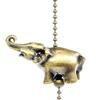 Elephant Antique Metal Ceiling Fan Pull, 2"h with 12" Antiqued Brass Chain view 1