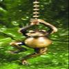 Dancing Frog Ceiling Fan Pull Antique Metal, 1.25" h with 12" Antiqued Brass Chain view 1
