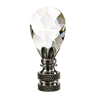 Crystal Small Teardrop Nickel Base Lamp Finial 2.25"h