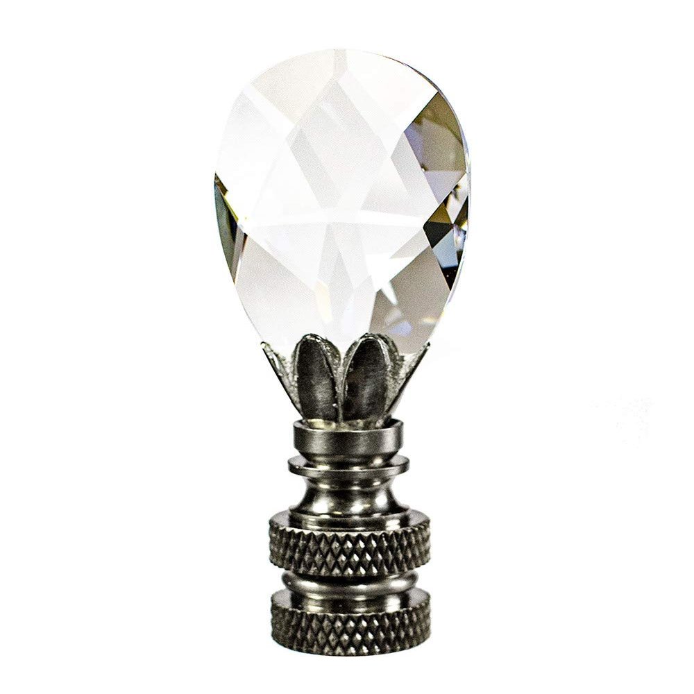 Crystal Small Teardrop Nickel Base Lamp Finial 2.25"h