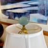 Sage Green Ceramic Ball Lamp Finial Polished Brass 2.25"h view 4