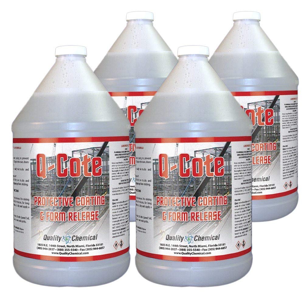 Quality Chemical Q-Cote - Paraffin-Based Concrete Form Release Agent for Stone, Garden Walk Maker, Stepping Stone Molds, Stamped Concrete Molds - 128 oz (Pack of 4)