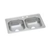 Elkay Dayton Stainless Steel 33" x 19" x 8", MR2-Hole Equal Double Bowl Drop-in Sink view 3