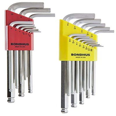 Bondhus 26999 Ball End Tip Hex Key L-Wrench Set w/BriteGuard, 22 Piece