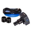 AmScope SM-4TZ-144-5MT Trinocular Stereo Microscope, WF10x Eyepieces, 3.5X-90X Magnification, 0.7X-4.5X Objective Power, 0.5X and 2.0X Barlow Lenses, 144-Bulb Ring-Style LED Light Source, Double-Arm Boom Stand, 110-240V, Includes 5MP Camera and Softw view 3