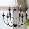 LALUZ Black Chandelier, Farmhouse Light Fixture, 2-Tier 9-Candle French Country Chandelier for Living Room, Foyer, Bedroom view 1