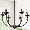LALUZ Black Chandelier, Farmhouse Chandeliers for Dining Room, Living Room, Bedroom, Solid Matte Black, 26 Dia view 1