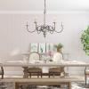 LALUZ Farmhouse Chandelier, French Country Chandelier for Dining Room, White Distressed Wood, 37 L x 28 H view 3