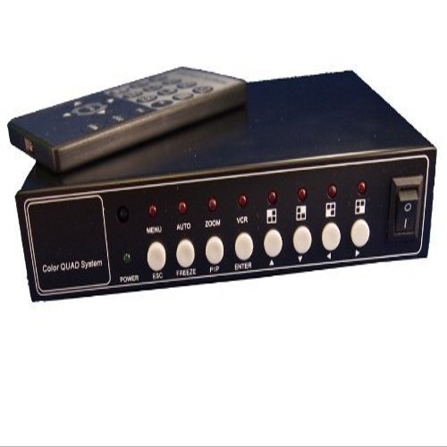 Evertech Office Home Analog Video Security Camera CCTV Color Quad Splitter Processor 4 Channel/Port Real Time with Remote Control (Silver or Black Casing)