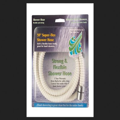 Whedon Shower Hose 1/2" Brass, Chrome Plated Brass, Nylon, White