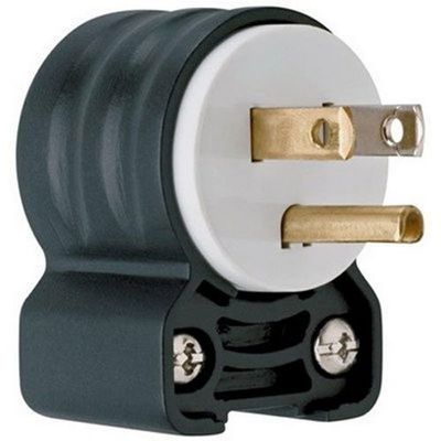 Legrand Pass & Seymour PS5266SSANCCV4 15 Amp 125V Straight Blade Extra Hard Use Specification Grade Angle Plug, NEAM 5-15P, Black/White (1 Count)
