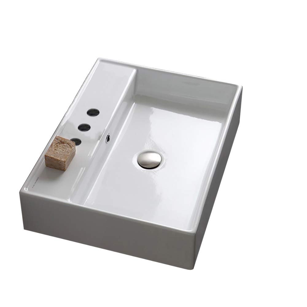 Scarabeo 8031/R-60-3Hole-637509861186 Porcelain Wall Mounted Washbasin, White