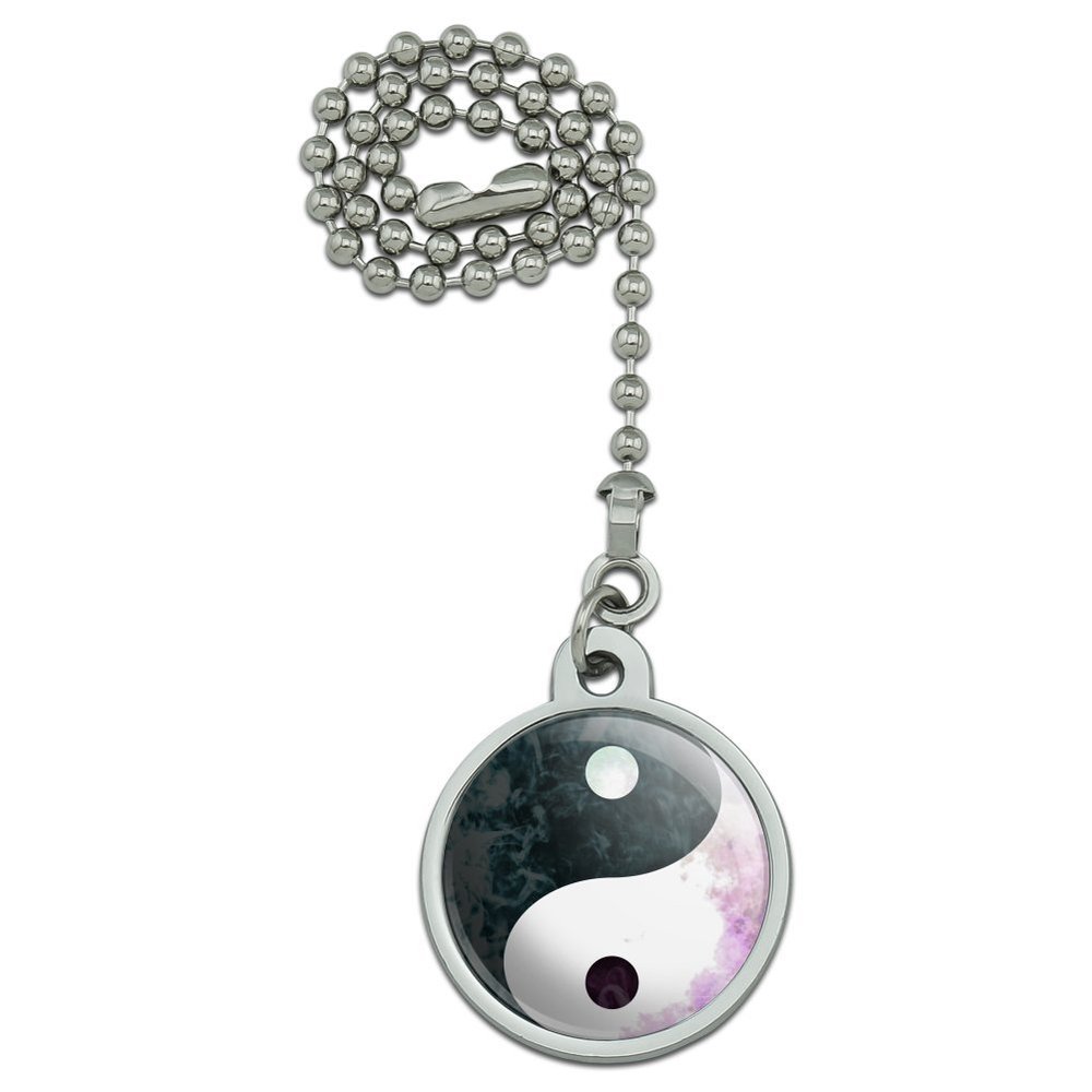 Yin and Yang Chinese Duality Watercolor Symbol Ceiling Fan and Light Pull
