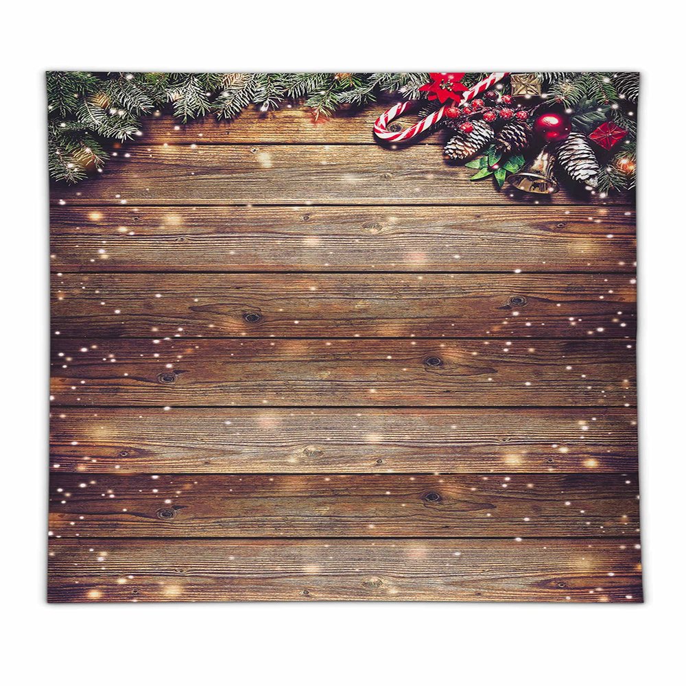 Allenjoy 8x10ft Snowflake Gold Glitter Christmas Wood Wall Photography Backdrop Xmas Rustic Barn Wooden Floor Background for Children Portrait Photo Studio Booth Photobooth Photographer Prop